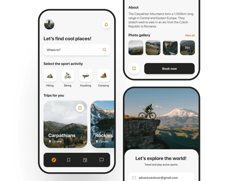Explore app on smartphone – find places, activities and book trips