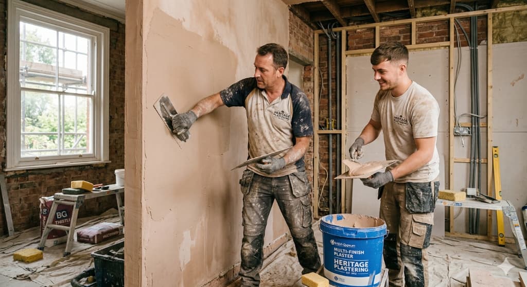 Heritage Plastering tradesmen at work